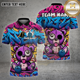 Maxcorners Bowling Shirt Graffiti Crazy Bear Multioptions Personalized Name, Team Name Unisex 3D Shirt (4 Colors)