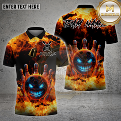 Maxcorners Bowling Shirt Flaming Evil Ball Multioptions Personalized Name, Team Name Unisex 3D Shirt (4 Colors)