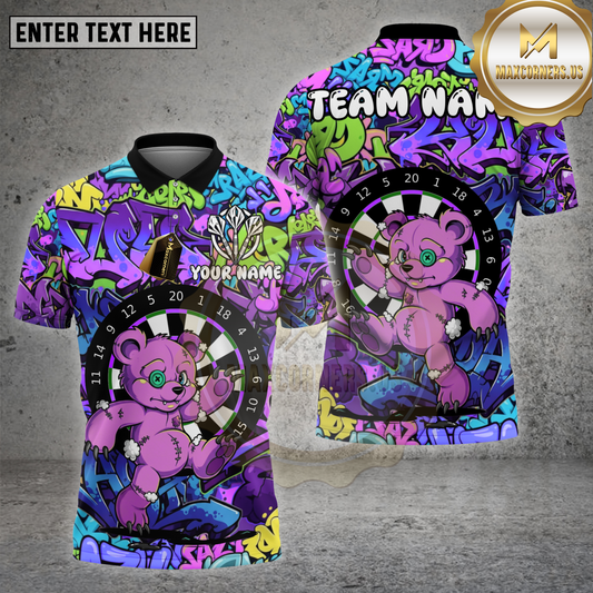 Maxcorners Darts Shirt Graffiti Dart Target Bear Multioptions Personalized Name, Team Name Unisex 3D Shirt (4 Colors)