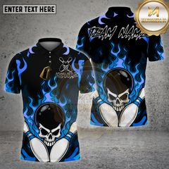 Maxcorners Bowling Shirt Flame Skull Ball Multioptions Personalized Name, Team Name Unisex 3D Shirt (4 Colors)