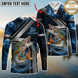 Maxcorners Pike Fishing Ocean Wave Power Personalized Name, Team Name Long Sleeve Shirt