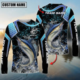 Maxcorners Marlin Fishing Blue Black Pattern Sun Protection Personalized Name Team Name 3D Shirts