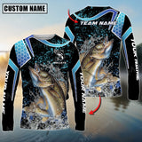 Maxcorners Walleye Fishing Blue Black Pattern Sun Protection Personalized Name Team Name 3D Shirts