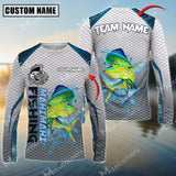 Maxcorners Mahi-Mahi Fishing White Fin Water Sport Pattern Sun Protection Personalized Name Team Name 3D Shirts