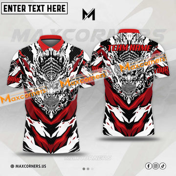 Maxcorners Dragon Pattern Customized Name Golf Ball Multicolor Option 3D Polo Shirt