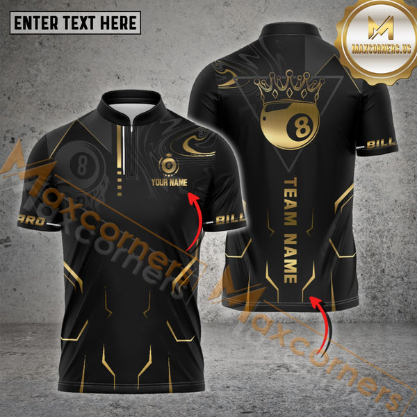 Maxcorners Billiards 8 Ball Luxury Multicolor Options Personalized Name, Team Name 3D Polo Shirt (4 Colors)