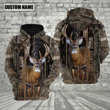 Maxcorners Brown Camo Deer Hunting Custom Name Shirt 3D All Over Printed Clothes