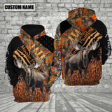 Maxcorners Moose Hunting Orange Camo Custom Name Shirt 3D All Over Printed Clothes