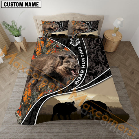 Maxcorners Boar Hunting Leather Happy Couple Boar Pattern Bedding Set 3D All Over Printed