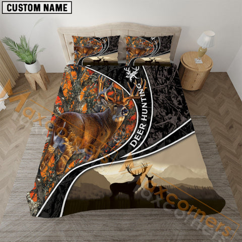 Maxcorners Deer Hunting Leather Happy Couple Deer Pattern Bedding Set 3D All Over Printed