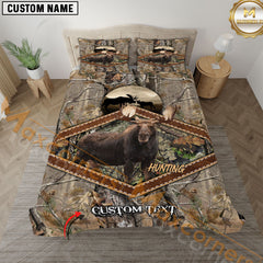 Maxcorners Custom Text Moose Hunting Leather Camo Pattern Bedding Set 3D All Over Printed (4 colors)