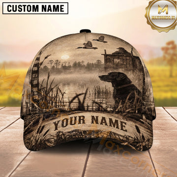 Maxcorners Hunting Labrador Duck Hunting Sepia Marsh Scene Personalized Name 3D Cap