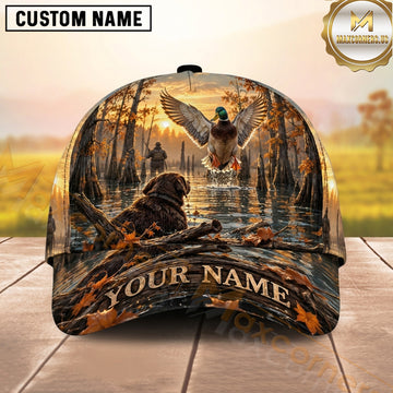 Maxcorners Hunting Mallard And Labrador Golden Flooded Timber Personalized Name 3D Cap