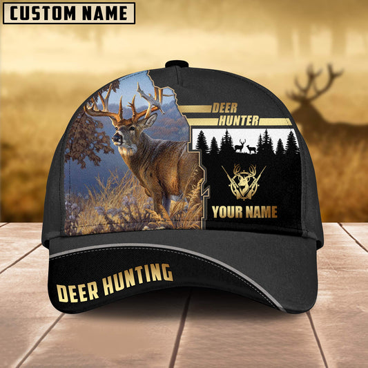 Maxcorners Deer Hunting Forest Pattern Multicolor Personalized Name 3D Cap (2 colors)