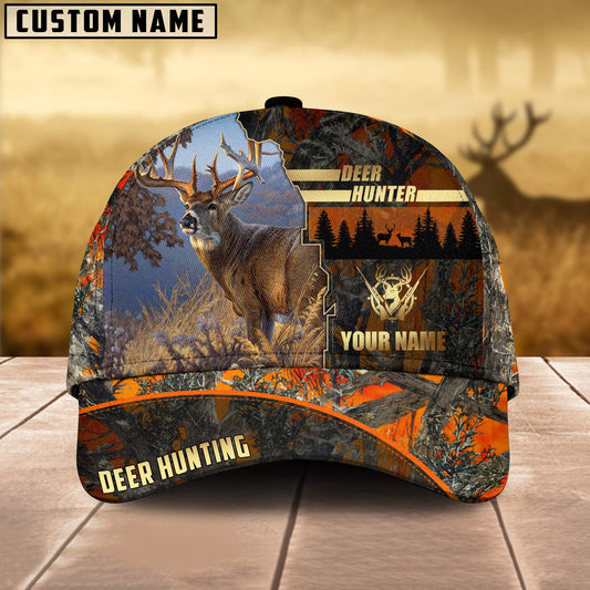 Maxcorners Deer Hunting Forest Pattern Multicolor Personalized Name 3D Cap (2 colors)