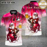 Maxcorners Bowling Shirt Santa Beer Bowling Aurora Winter Multi Options Personalized Name, Team Name 3D Shirt