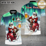 Maxcorners Bowling Shirt Santa Beer Bowling Aurora Winter Multi Options Personalized Name, Team Name 3D Shirt