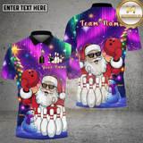 Maxcorners Bowling Shirt Santa Claus Bowling Snowman Festival Multi Options Personalized Name, Team Name 3D Shirt