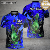 Maxcorners Bowling Shirt Bowling Bottle Flame Graphic Multi Options Personalized Name, Team Name 3D Shirt