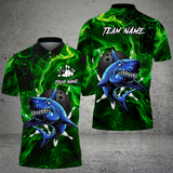Maxcorners Bowling Shirt Shark Bowling Ball Storm Multi Options Personalized Name, Team Name 3D Shirt