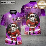 Maxcorners Bowling Shirt Santa Claus Bowling Winter Snowflake Multi Options Personalized Name, Team Name 3D Shirt