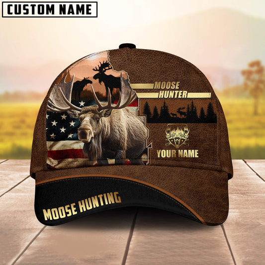 Maxcorners Moose Hunting American Flag Pattern Personalized Cap 3D Printed Multicolor (6 colors)