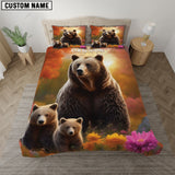 Maxcorners Custom Name Authumn Pattarn Mom Bear Pattern Hunting Bedding Set 3D All Over Printed