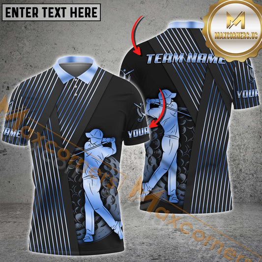 Maxcorners Golf Golden Swing Champion Style Multicolor Options Personalized Name, Team Name 3D Shirt (4 Colors)