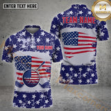Maxcorners Golf Flag Of USA Pattern Customized Name, Team Name Shirts Style 10