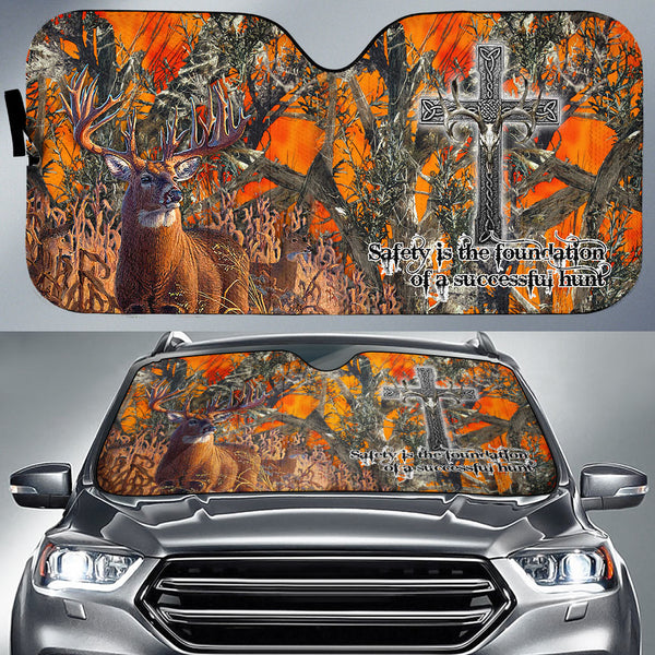 Maxcorners Premium Line Deer Hunting Leather Pattern Car Auto Sun Shade