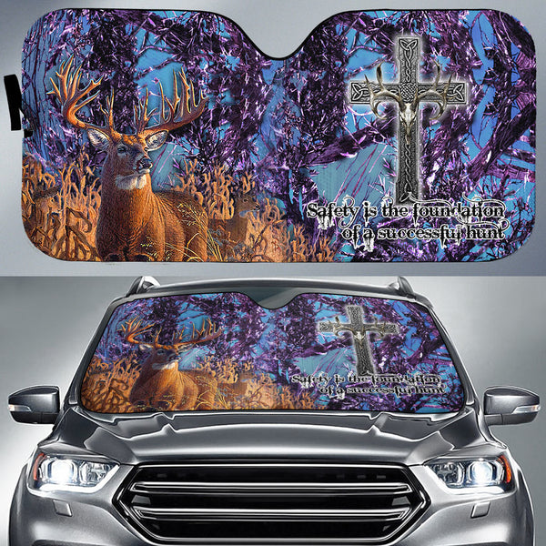 Maxcorners Premium Line Deer Hunting Leather Pattern Car Auto Sun Shade