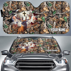 Maxcorners Colorful God America Hunting Deer  Personalized Custom Name Car Auto Sun Shade