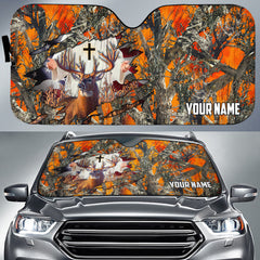 Maxcorners Colorful God America Hunting Deer  Personalized Custom Name Car Auto Sun Shade