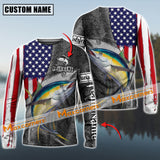 Maxcorner Tuna Fishing USA Skull Fish Pattern Personalized 3D Long Sleeve Shirt