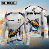 Maxcorner Marlin Fishing Skinfish Jersey Sport Pattern Personalized 3D Long Sleeve Shirt