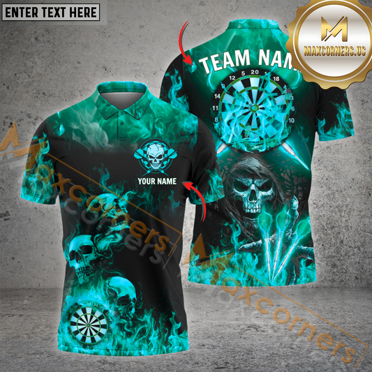 Maxcorners Fire Darts Skull Customized Name 3D Shirt (4 Colors)