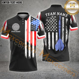 Maxcorners Darts America Flag Pattern Personalized Name, Team Name 3D Shirt