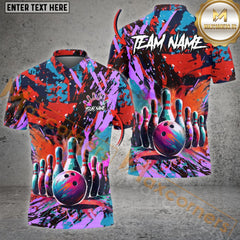 Maxcorners Bowling Graffiti Paint Old School Jersey Personalized Name, Team Name 3D Shirt (4 colors))