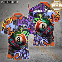 Maxcorners Billiards Ball 8 Graffiti Street Personalized Name, Team Name Unisex Shirt ( 4 Colors )