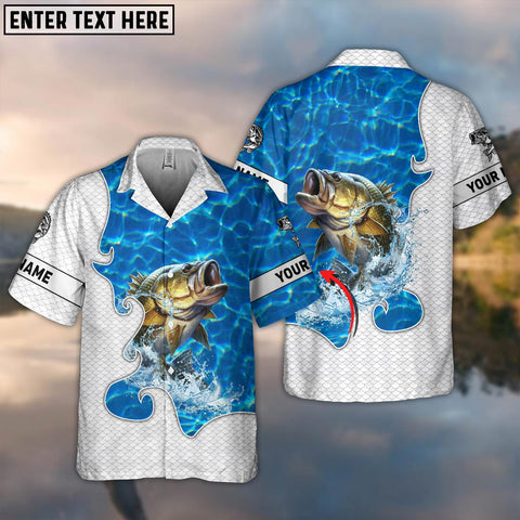 Maxcorner Bass Fishing Blue Water Personalized 3D Hawaiian Shirt