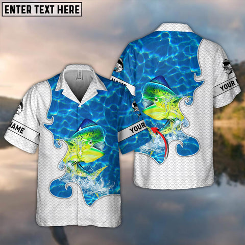 Maxcorner Mahi-Mahi Fishing Blue Water Personalized 3D Hawaiian Shirt