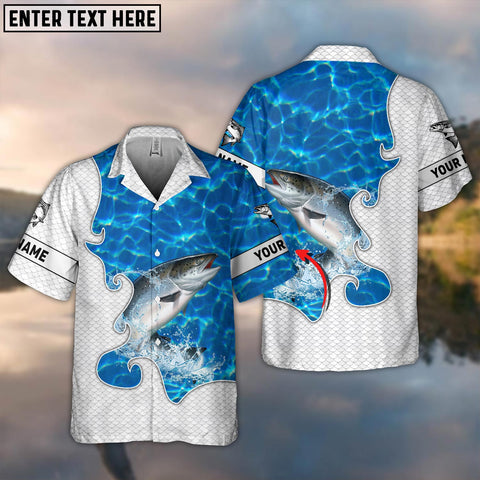 Maxcorner Chinook Fishing Blue Water Personalized 3D Hawaiian Shirt
