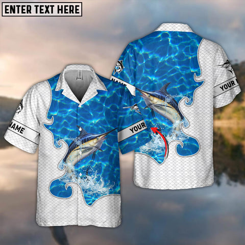 Maxcorner Marlin Fishing Blue Water Personalized 3D Hawaiian Shirt