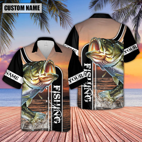 Maxcorner Bass Fishing Sunset Personalized 3D Hawaiian Shirt
