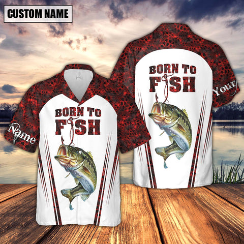 Maxcorner Bass Fishing Red Personalized 3D Hawaiian Shirt