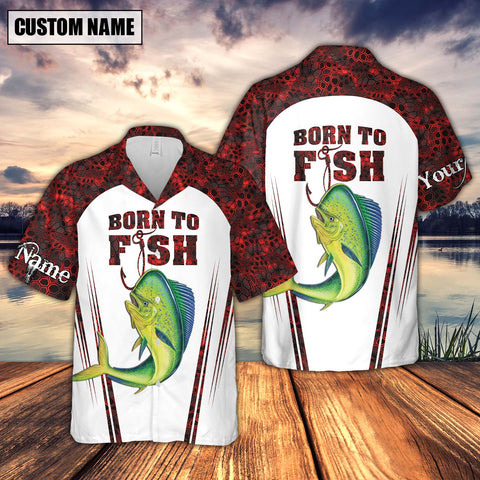 Maxcorner Mahi-Mahi Fishing Red Personalized 3D Hawaiian Shirt
