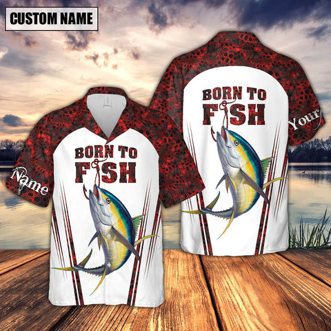 Maxcorner Tuna Fishing Red Personalized 3D Hawaiian Shirt
