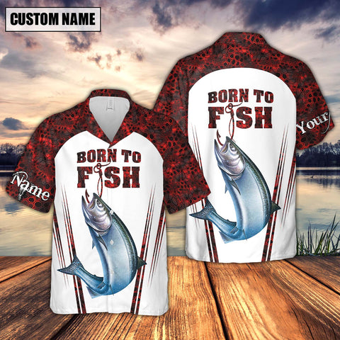 Maxcorner Chinook Fishing Red Personalized 3D Hawaiian Shirt