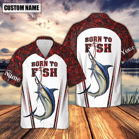 Maxcorner Marlin Fishing Red Personalized 3D Hawaiian Shirt