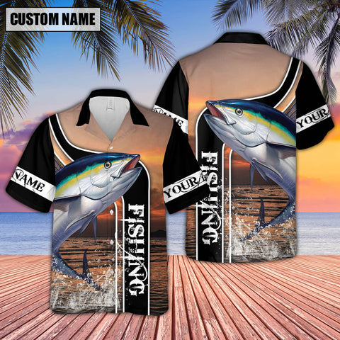 Maxcorner Tuna Fishing Sunset Personalized 3D Hawaiian Shirt